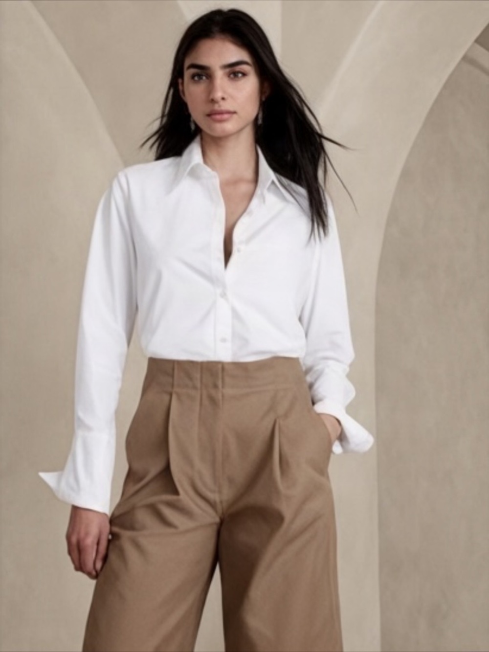 Banana Republic The Perfect Shirt White Cotton Poplin Button Down M